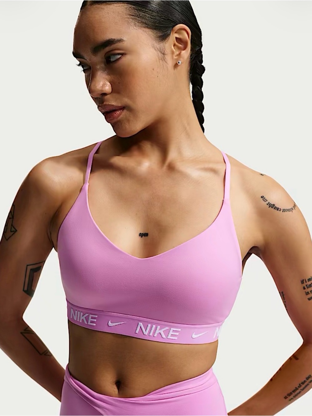 Nike Indy Women’s 3X Light Support Padded Adjustable Sports Bra in Light Magenta